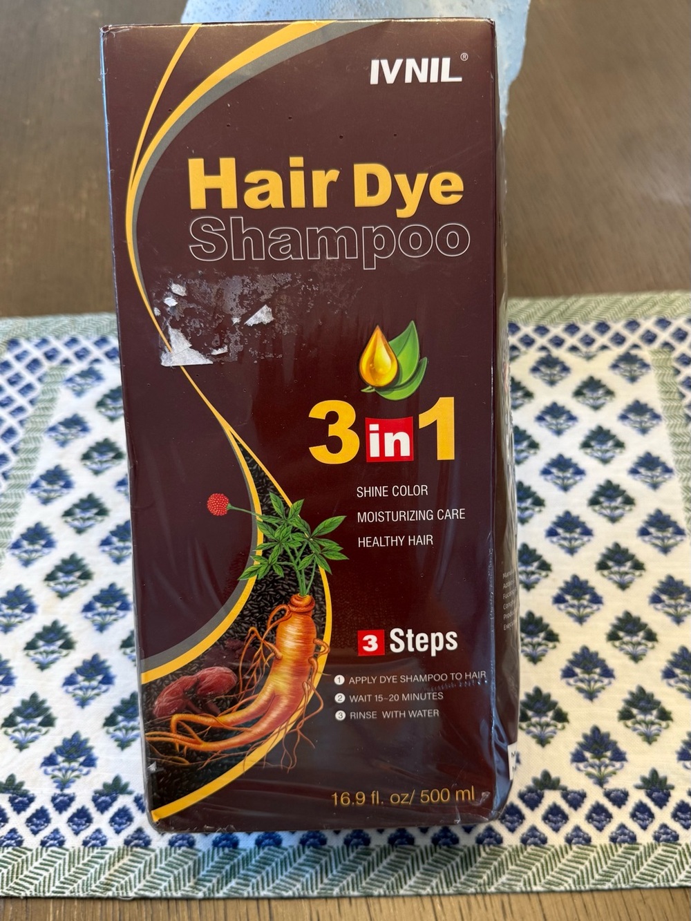 3-in-1 Dark Brown Hair Dye Shampoo for Grey Coverage and Color Care